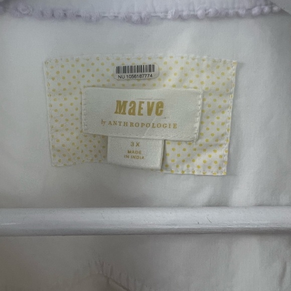 Maeve White and Yellow Floral embroidered Shirt 3X - Picture 9 of 11